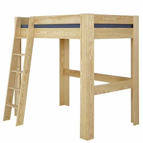 Lit mezzanine 2 places ALI avec bureau  Bois Naturel - Pin massif - Fabriqué en France BEIGE 1 - vertbaudet enfant 