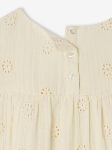 Robe cérémonie brodée fleurs en gaze de coton fille bleu pâle+jaune pastel+rose poudré+vanille 21 - vertbaudet enfant 