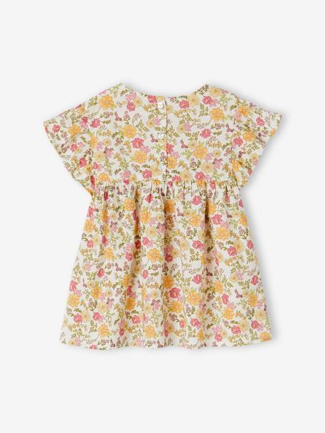 Blouse imprimée fille manches courtes à volants orange imprimé+rose pâle 4 - vertbaudet enfant 