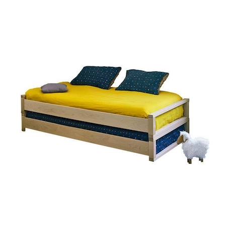 Pack lit empilable avec matelas 90x190 cm Poka bois - AKITEN RETAIL BLEU 4 - vertbaudet enfant 