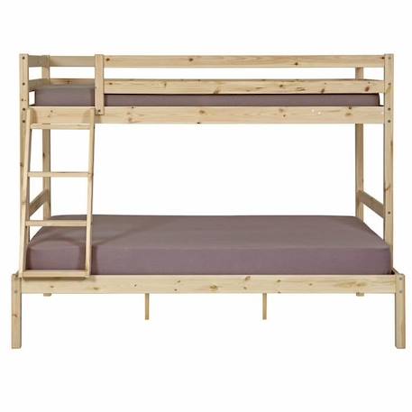 Lit superposé Julian - AKITEN RETAIL - Bois naturel 120x190 cm - 2 Sommiers 14 lattes bois massif MARRON 4 - vertbaudet enfant 