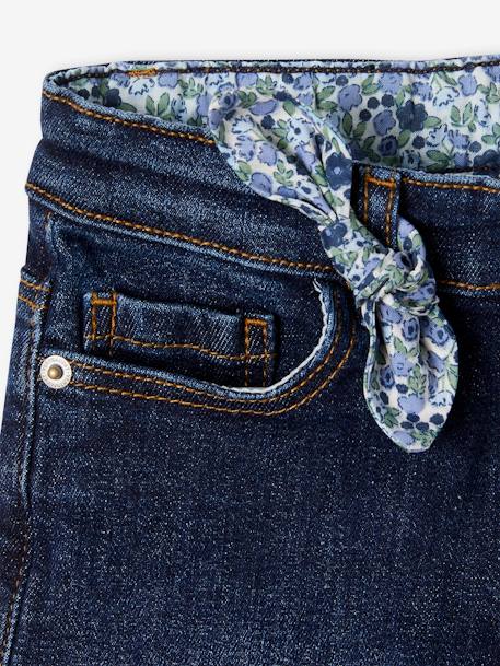 Short en jean brodé fleurs fille noeud imprimé fleurs denim brut+double stone+stone 4 - vertbaudet enfant 