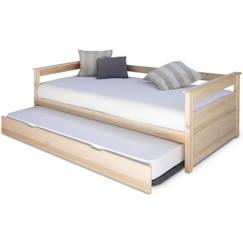 Chambre et rangement-Chambre-Pack Lit gigogne avec matelas Izao Brut à peindre 90x190 cm