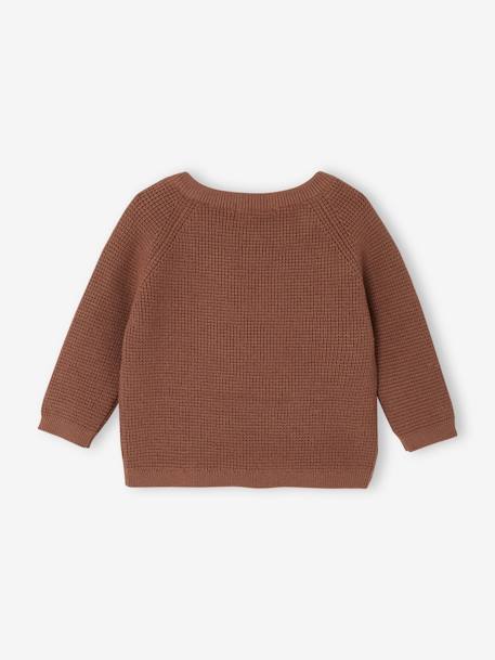 Pull en maille fantaisie naissance ouverture devant moka 3 - vertbaudet enfant 