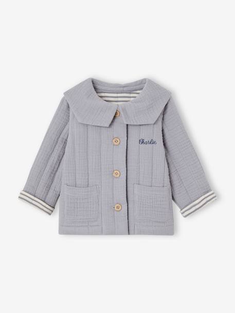 Veste en gaze de coton Bébé personnalisable bleu jean 2 - vertbaudet enfant 