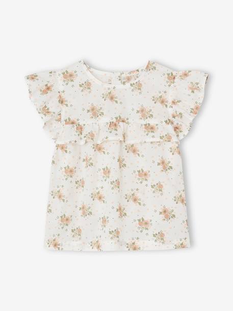 Ensemble de cérémonie fille blouse volantée et short en gaze bleu imprimé+rose imprimé 8 - vertbaudet enfant 