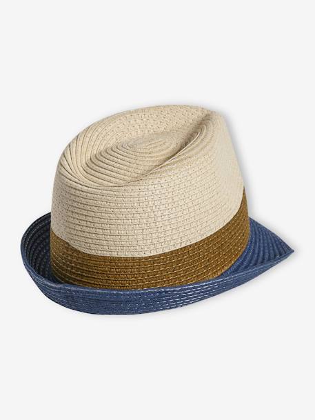 Chapeau esprit panama tricolore aspect paille garçon bois 1 - vertbaudet enfant 