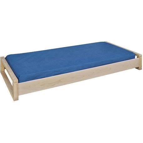 Pack lit empilable avec matelas 90x190 cm Poka bois - AKITEN RETAIL BLEU 1 - vertbaudet enfant 