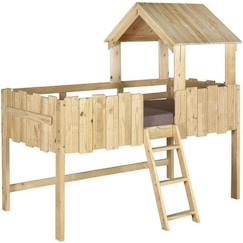 Chambre et rangement-Lit cabane 90x190 cm Donnie bois naturel - AKITEN RETAIL