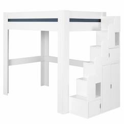 Pack lit mezzanine 2 places avec escalier, bureau et matelas Alex Blanc 120x190 cm  - vertbaudet enfant