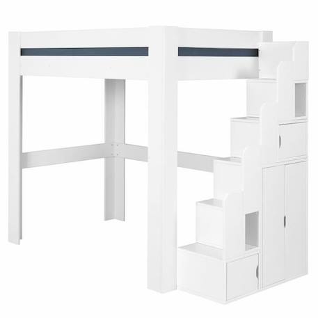 Pack lit mezzanine 2 places avec escalier, bureau et matelas Alex Blanc 120x190 cm BLANC 1 - vertbaudet enfant 