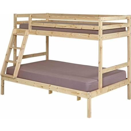 Lit superposé Julian - AKITEN RETAIL - Bois naturel 120x190 cm - 2 Sommiers 14 lattes bois massif MARRON 1 - vertbaudet enfant 