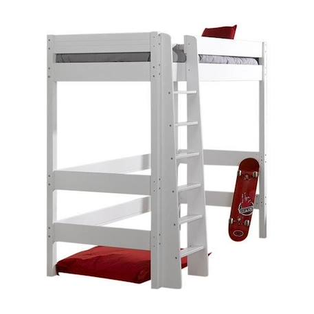 Lit mezzanine  Cléa - Blanc - 90x190 cm - Sommier à lattes en bois massif BLANC 2 - vertbaudet enfant 