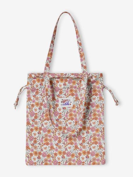 Tote Bag fleuri abricot poudré 2 - vertbaudet enfant 