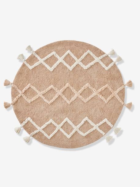 Tapis rond berbère à pompons beige 1 - vertbaudet enfant 