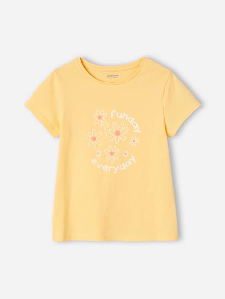 Lot de 3 t-shirts Basics détails irisés fille framboise+jaune pastel+lot camel+lot encre+vert sauge 10 - vertbaudet enfant 