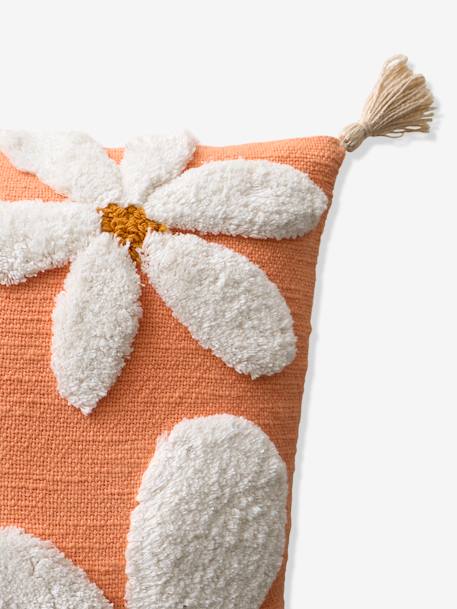 Coussin carré fleurs à pompons mandarine 6 - vertbaudet enfant 