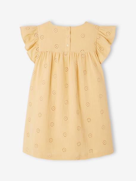 Robe cérémonie brodée fleurs en gaze de coton fille bleu pâle+jaune pastel+rose poudré+vanille 6 - vertbaudet enfant 