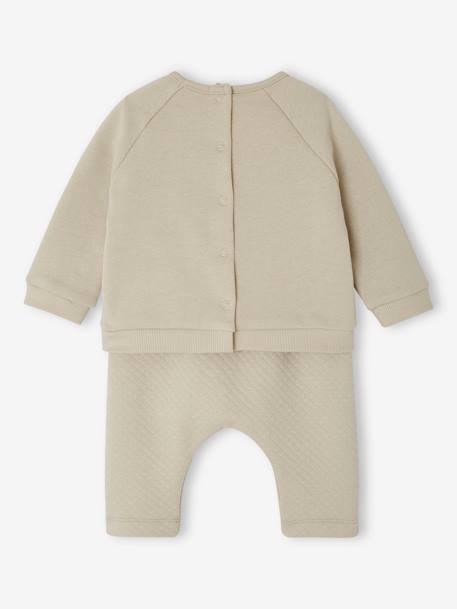 Ensemble bébé sweat et pantalon argile+écru+gris chiné+rose nude 4 - vertbaudet enfant 