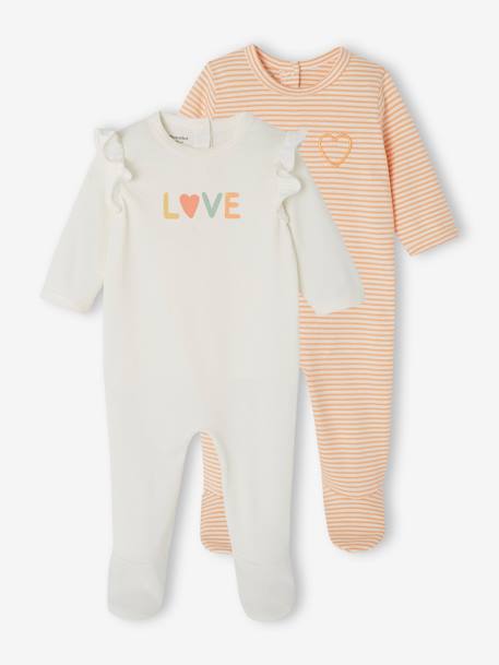 Lot de 2 dors-bien 'love' naissance en jersey pêche 1 - vertbaudet enfant 