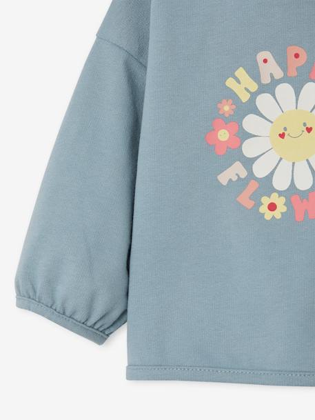 Sweat happy flower bébé bleu grisé 3 - vertbaudet enfant 