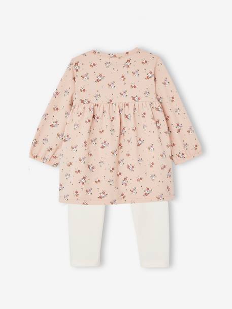 Ensemble bébé naissance 3 pièces bandeau, robe à motifs et legging nude imprimé+rose poudré 14 - vertbaudet enfant 