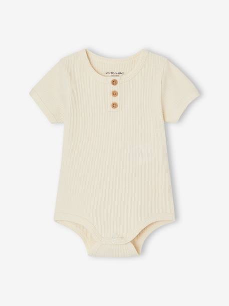 Lot de 2 bodies ouverture devant bébé en maille nid d'abeille coton biologique olive 2 - vertbaudet enfant 