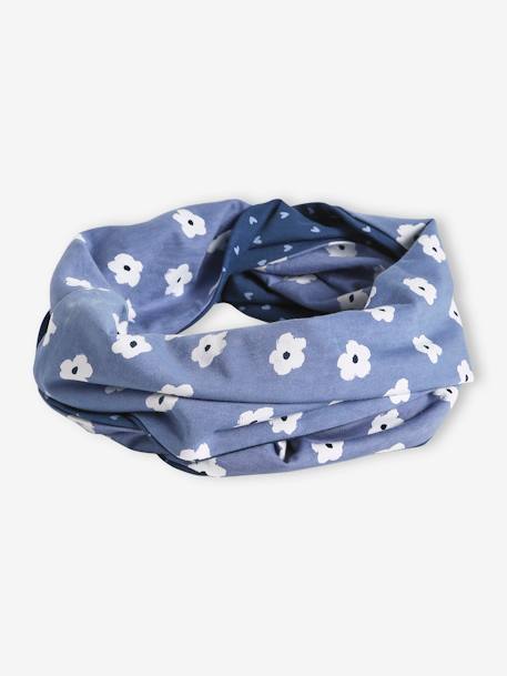 Snood fille réversible fleurs/coeurs bleu nuit 4 - vertbaudet enfant 