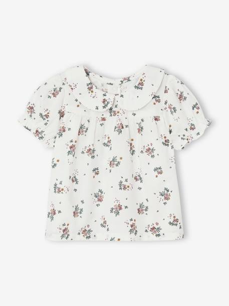 Blouse manches courtes naissance fleurie écru 3 - vertbaudet enfant 