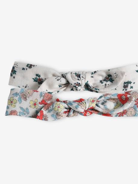 Lot de 2 headbands bébé fille fleuris effet noué écru+vanille 2 - vertbaudet enfant 