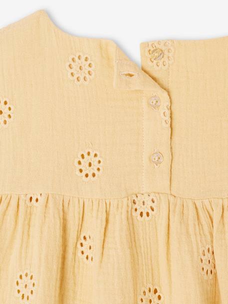 Robe cérémonie en broderie anglaise fille gaze de coton bleu pâle+jaune pastel+rose poudré+vanille 8 - vertbaudet enfant 