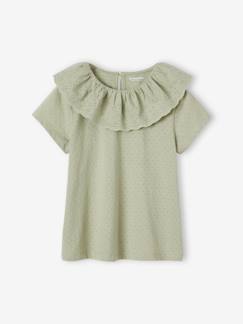 -T-shirt à collerette en broderie anglaise fille