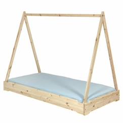 Lit empilable cabane avec matelas 90x190 cm Jelly bois naturel - AKITEN RETAIL  - vertbaudet enfant