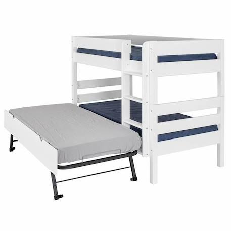 Pack lit superposé avec sommier gigogne et matelas Nubie   Blanc 90x190 cm BLANC 4 - vertbaudet enfant 