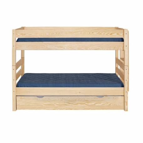 Pack lit superposé avec sommier gigogne et matelas Aniba   Bois naturel 90x200 cm MARRON 2 - vertbaudet enfant 