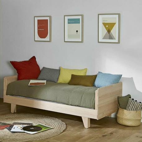 Lit extensible Nando - AKITEN RETAIL - Bois - 80x200 cm - Double couchage - Matelas pliant Fold BEIGE 4 - vertbaudet enfant 