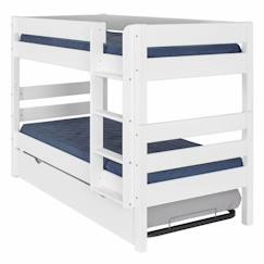 Chambre et rangement-Pack lit superposé avec sommier gigogne et matelas Nubie   Blanc 90x190 cm