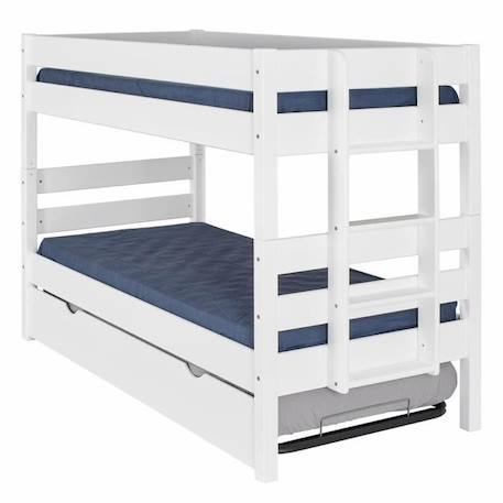 Pack lit superposé avec sommier gigogne et matelas Aniba   Blanc 90x200 cm BLANC 1 - vertbaudet enfant 