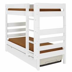 Chambre et rangement-Chambre-Pack lit superposé haut avec sommier gigogne et matelas Nubie   Blanc 90x190 cm