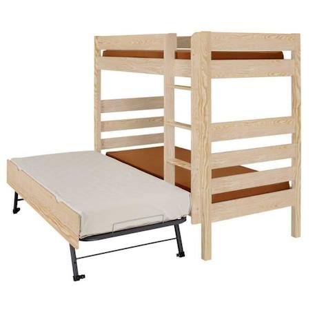 Pack lit superposé haut avec sommier gigogne et matelas Nubie   Bois naturel 90x200 cm MARRON 4 - vertbaudet enfant 