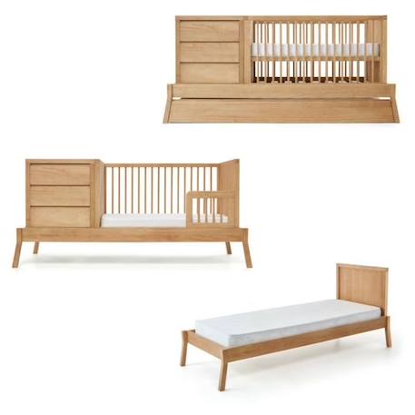 Pack lit bébé combiné avec tiroir et matelas SYA Bois 70x120 cm MARRON 2 - vertbaudet enfant 