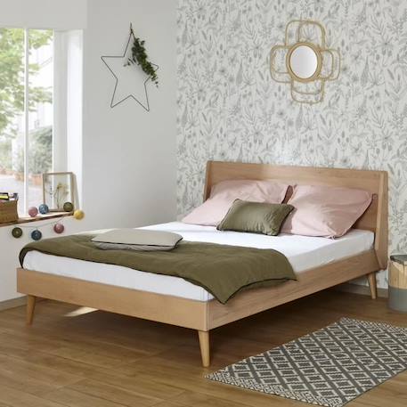 Lit Melba - AKITEN RETAIL - Bois naturel 120x190 cm - A lattes - Beige - 2 places - Bois massif BEIGE 3 - vertbaudet enfant 