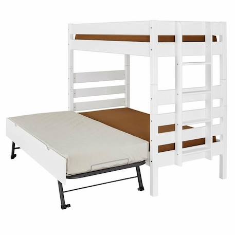 Pack lit superposé haut avec sommier gigogne et matelas Aniba   Blanc 90x190 cm BLANC 4 - vertbaudet enfant 