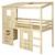 Lit cabane mi-hauteur Alma - AKITEN RETAIL - Bois naturel 90x200 cm - Pin massif - Matelas inclus MARRON 2 - vertbaudet enfant 