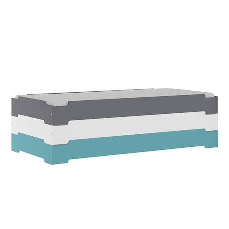 Lit empilable avec sommier et matelas - SOGAN - Stack - Blanc - 1 place - A lattes - MDF - Haute Densité 13 cm BLANC 3 - vertbaudet enfant 