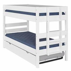 Pack lit superposé avec sommier gigogne et matelas Aniba   Blanc 90x190 cm  - vertbaudet enfant