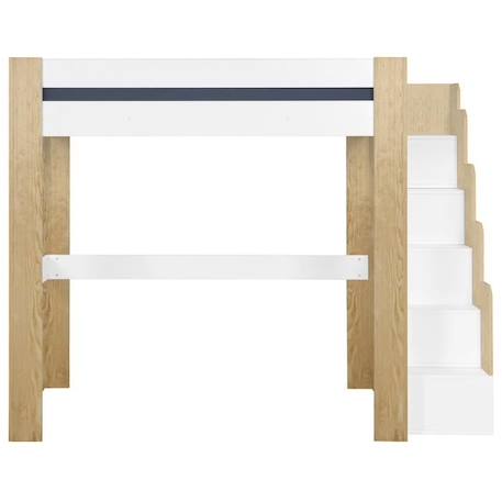 Pack lit mezzanine 2 places avec escalier, bureau et matelas Alex Blanc et bois 140x190 cm BLANC 2 - vertbaudet enfant 