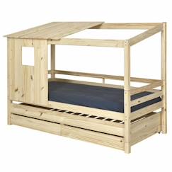 Pack lit cabane gigogne avec 2 matelas 90x200 cm Alma bois naturel  - vertbaudet enfant