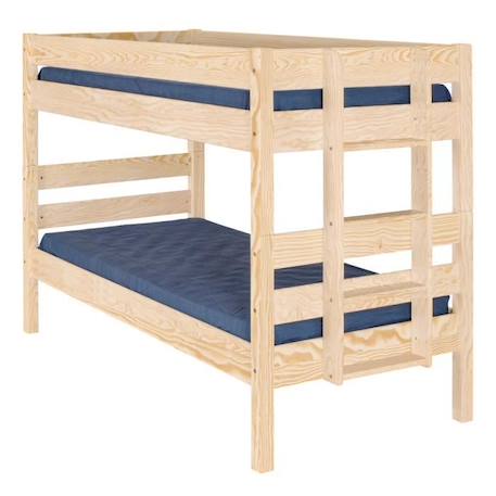 Pack lit superposé bas avec 2 matelas Aniba   Bois naturel 90x190 cm BLANC 1 - vertbaudet enfant 