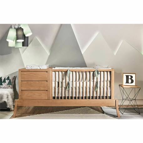 Lit bébé combiné évolutif Asaya - Bois massif de Pin - 70x120 cm - MARRON 3 - vertbaudet enfant 